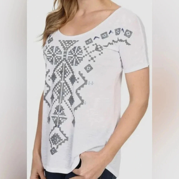 Roper Embroidered Western Aztec Scoop Neck Dolman Tee - Picture 3 of 8